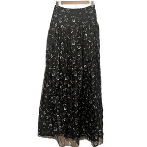 SACHIN + BABI Noir Imperial Floral Maxi Skirt•S/4•Chiffon Wedding Black Tie $455